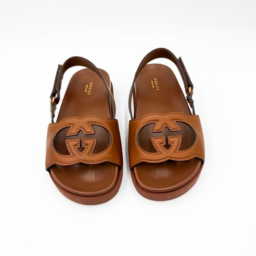 Gucci GG Cutout Sandals Cosmos Softy Tan Leather Size 38, US 8 - Picture 3 of 13